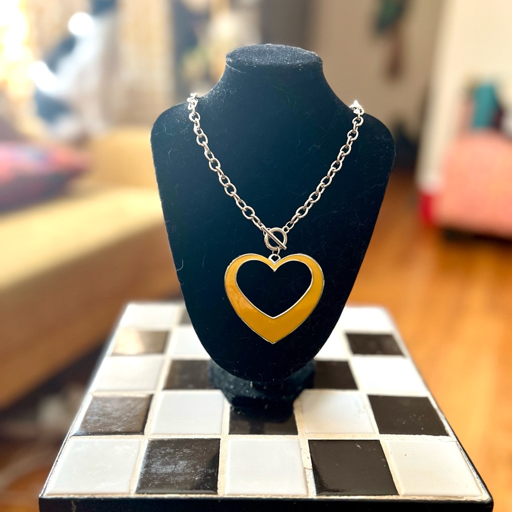 Yellow Enamel Heart Necklace